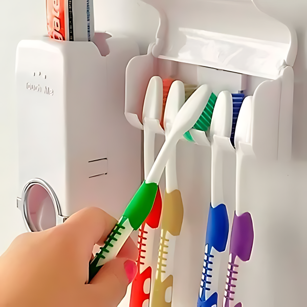 Kit Dispenser de Pasta de Dentes e Porta Escova - NeverShop